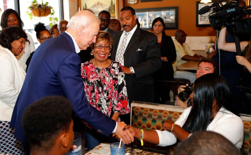 Joe Biden with supporters