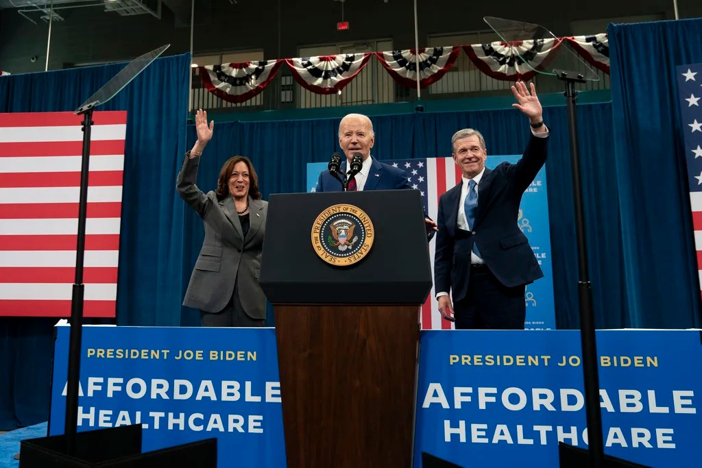 Biden and Harris tout healthcare expansion in Raleigh visit
