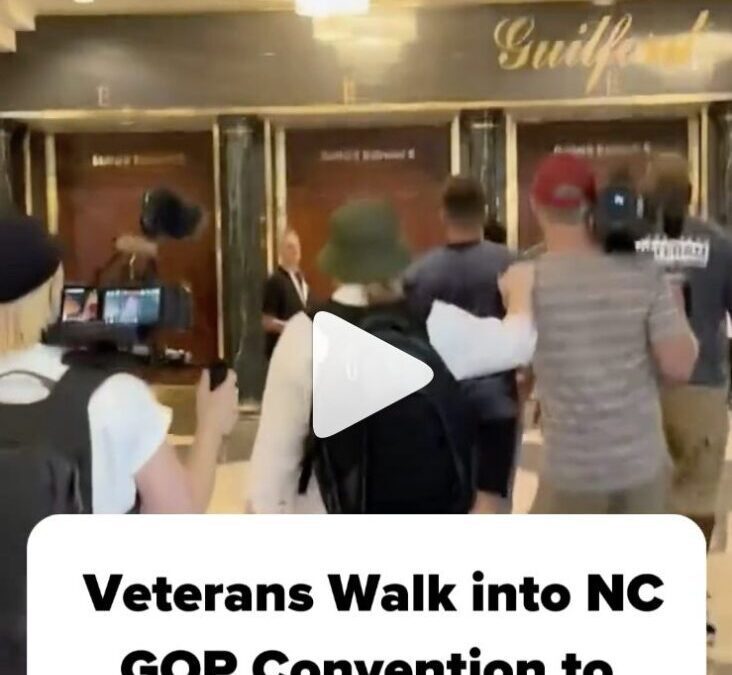VIDEO: Veterans walk into NC GOP convention to demand Republicans reject violence