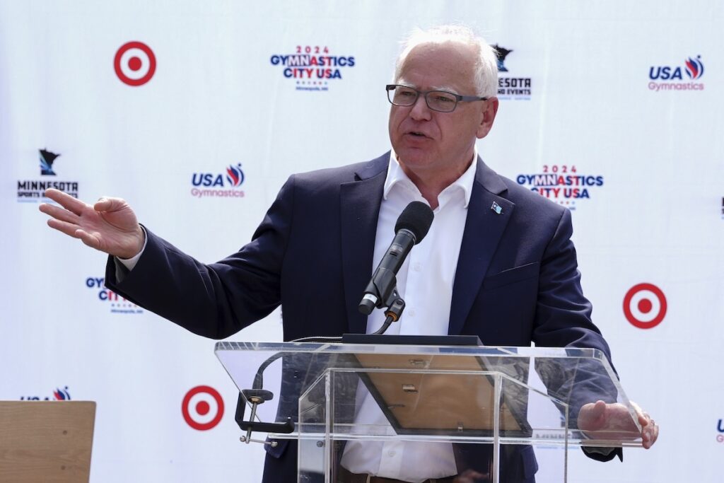 FILE - Minnesota Gov. Tim Walz speaks at a press conference, June 24, 2024, in Minneapolis. (AP Photo/Abbie Parr, File)