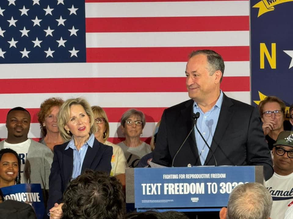 Doug Emhoff calls out Trump’s ‘extremist crusade’ against abortion in NC visit