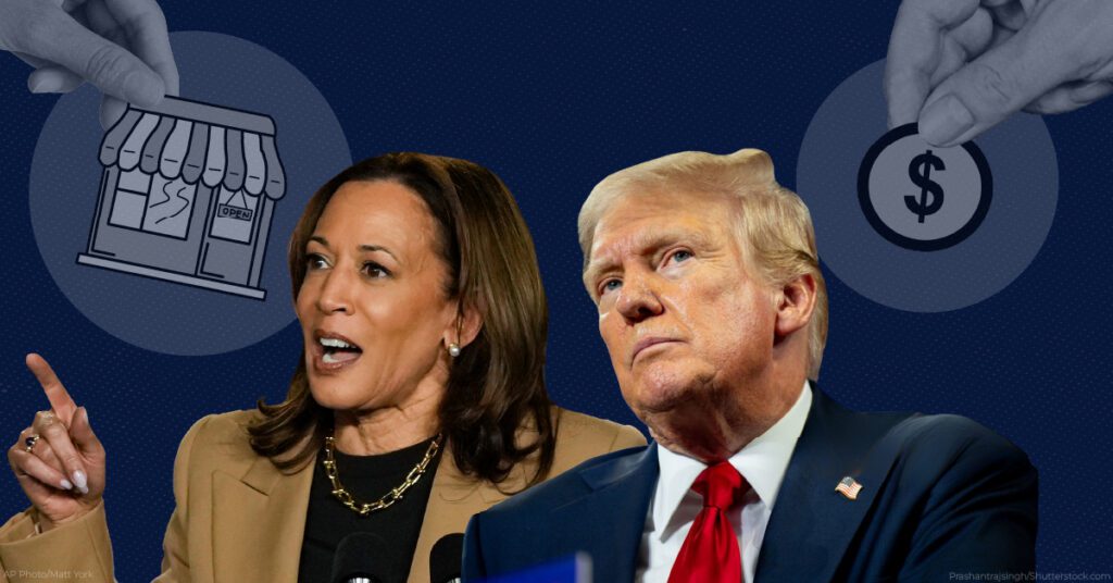 Vice President Kamala Harris intends to support small business owners and entrepreneurs by reducing their expenses and increasing their access to capital. Trump’s tariff proposal, however, could cause small businesses’ costs to rise. (Graphic by Francesca Daly)