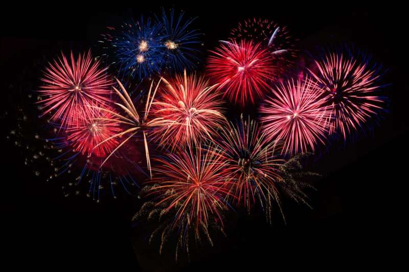 fireworks exploding in the night sky