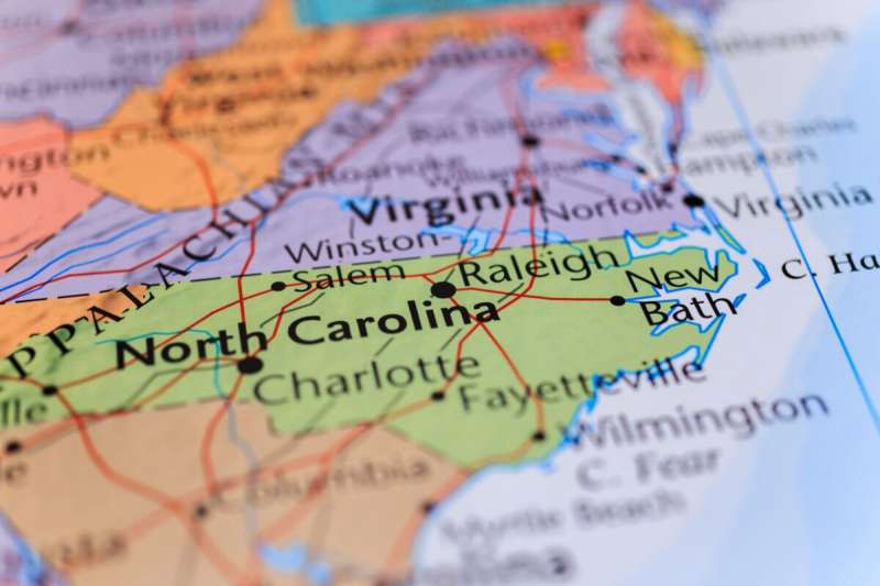 a colorful map of north carolina
