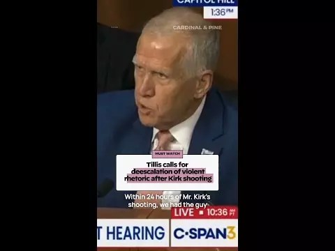 Video: Sen. Thom Tillis calls for de-escalation of violent rhetoric after Charlie Kirk shooting
