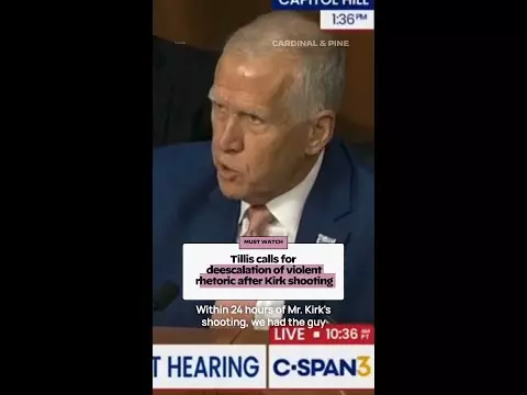 Video: Sen. Thom Tillis calls for de-escalation of violent rhetoric after Charlie Kirk shooting