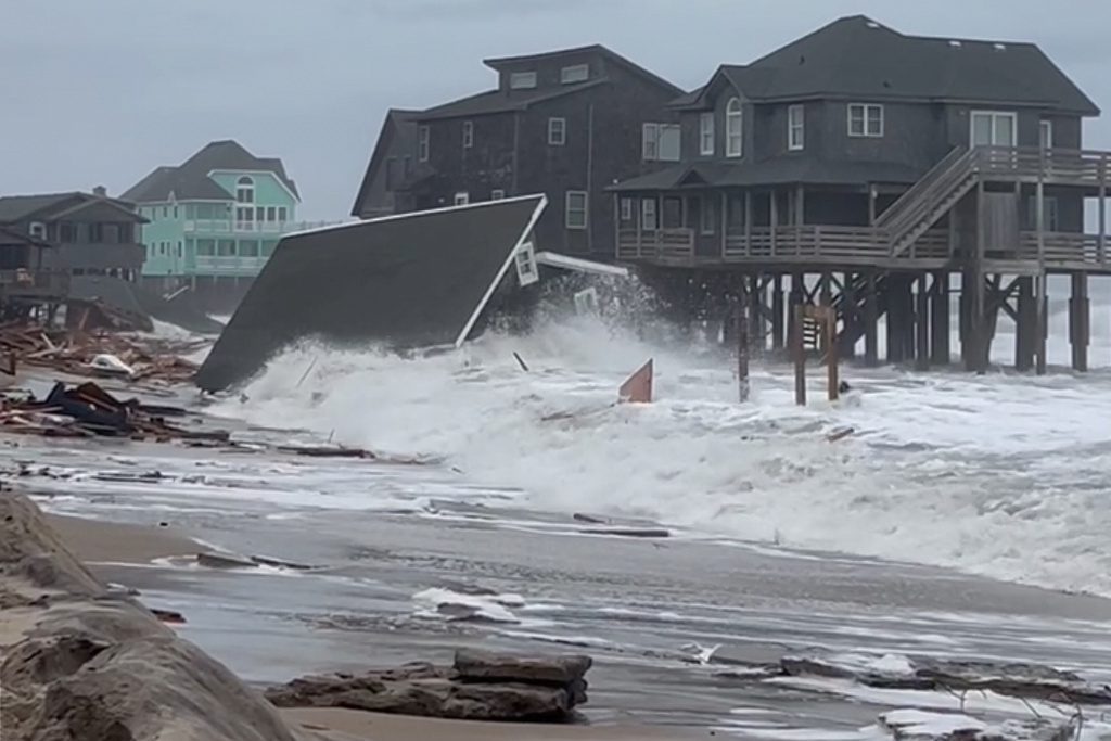 6 homes collapse into the Outer Banks surf as Atlantic hurricanes swirl far offshore
