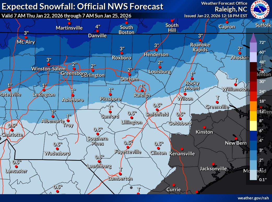 Central NC winter storm forecast