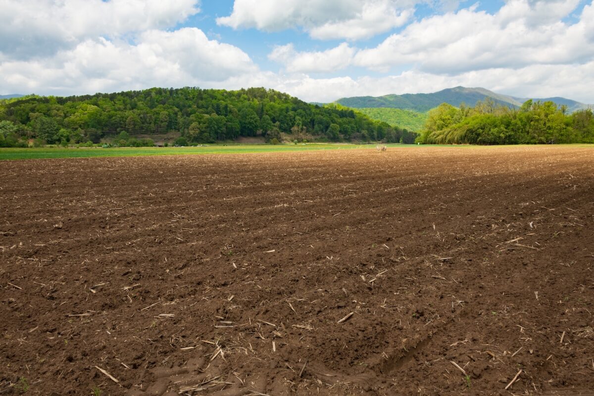 Farm field near Bryson city NC ready to be seeded