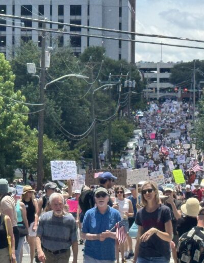 Protesters marching in Durham