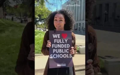 Video: NC teacher speaks out on public education funding at ‘No Kings’