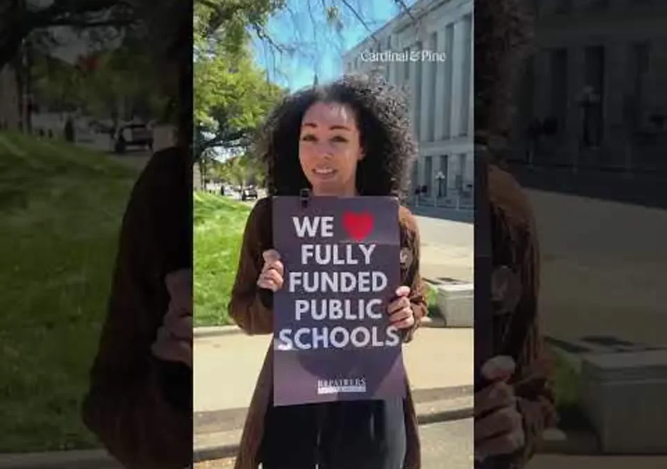 Video: NC teacher speaks out on public education funding at ‘No Kings’