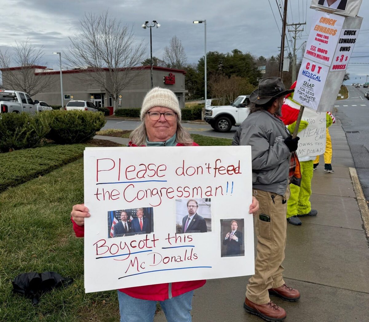 Woman banned from Chuck Edwards' McDonald's after marching band protest