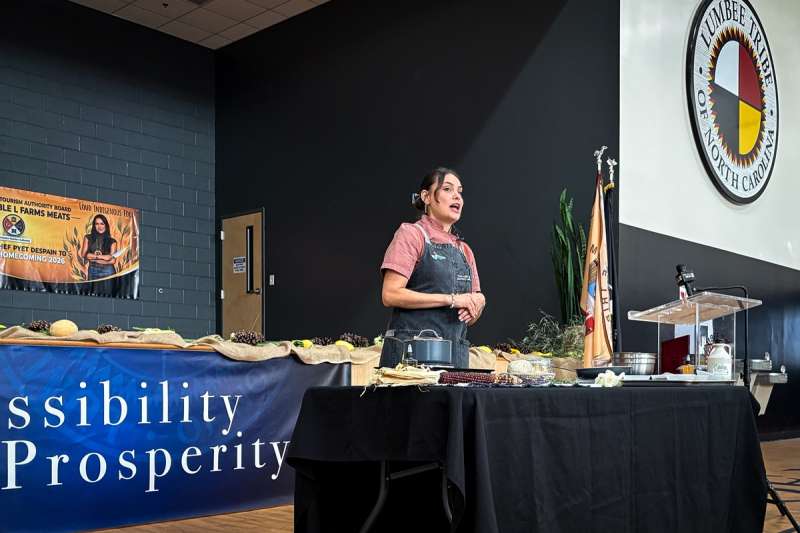 Chef Pyet DeSpain speaks at the Lumbee Homecoming