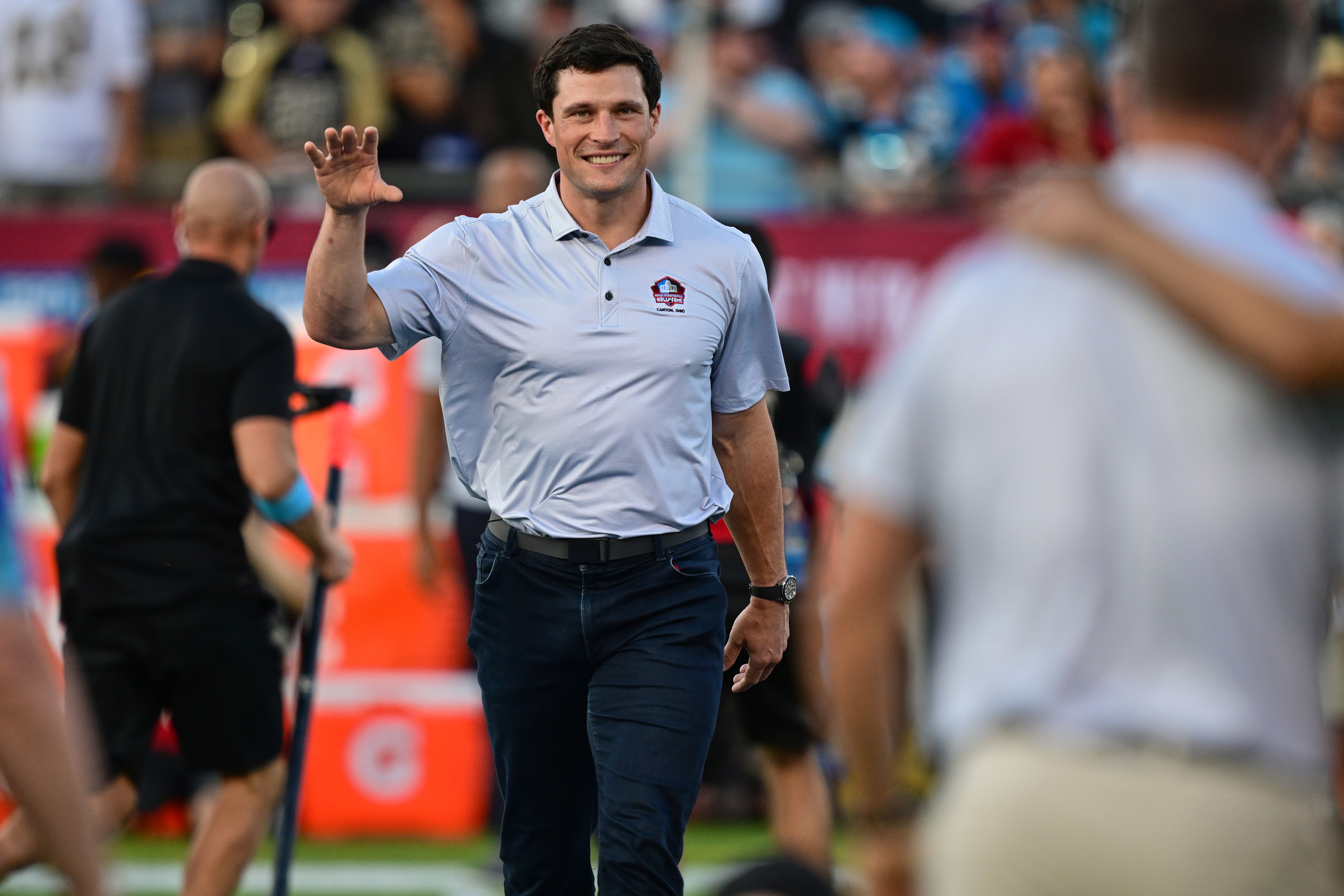 Panthers great Luke Kuechly being sworn into the NFL Hall of Fame