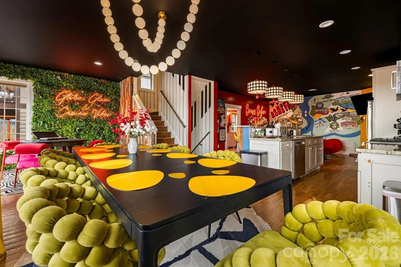 As recently featured on HGTV's "Zillow Gone Wild," the "Bachelorette Pad" rental in the River Arts District features an "adult-themed party room" in a converted garage, complete with stripper pole and DJ booth. (USA Today via Reuters)